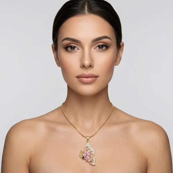 Gold_Plated_And_Steel_Pendant_Necklace_For_Women