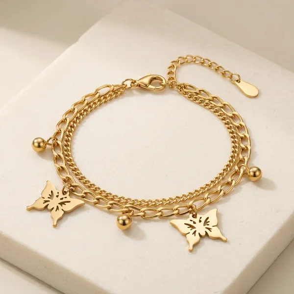 Gold_Plated_And_Steel_Charm_Bracelet_For_Women