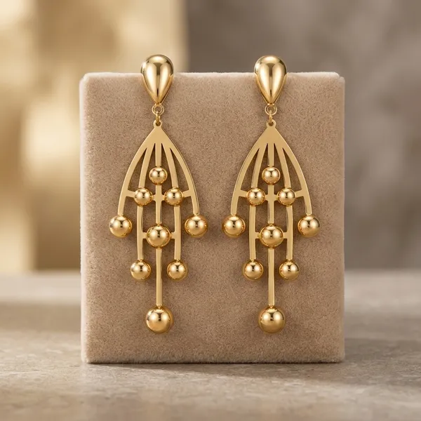 Gold_Plated_And_Steel_Dangle_Earrings_For_Women
