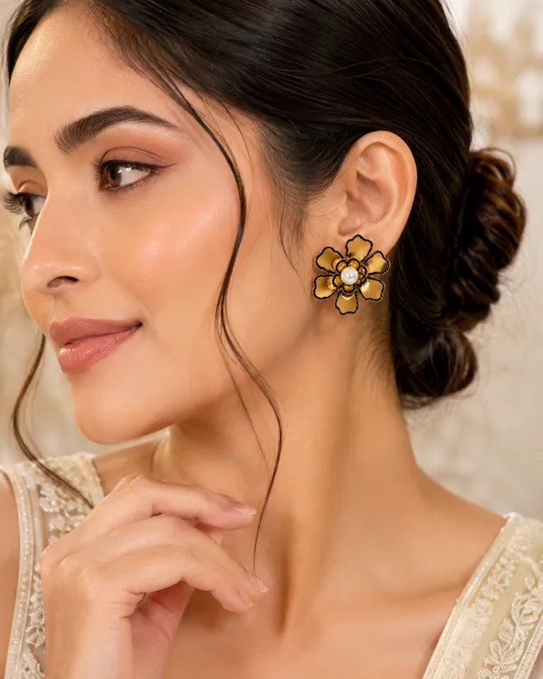 Aakrati_Jewels_Gold-Tone_Black_Enamel_Floral_Pearl_Stud_Earrings_for_Women_&_Girls_|_Elegant_Statement_Fashion_Jewelry