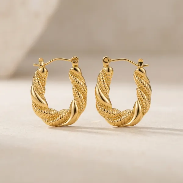 Gold_Plated_And_Steel_Hoop_Earrings_For_Women