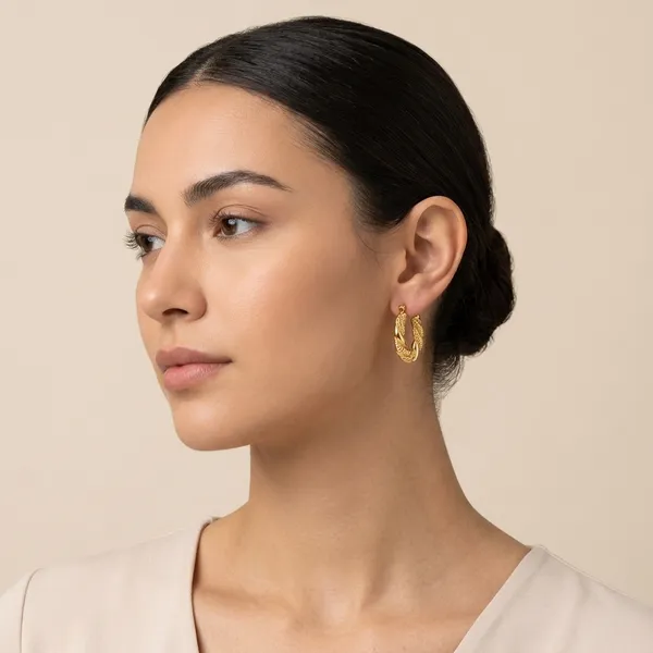 Gold_Plated_And_Steel_Hoop_Earrings_For_Women