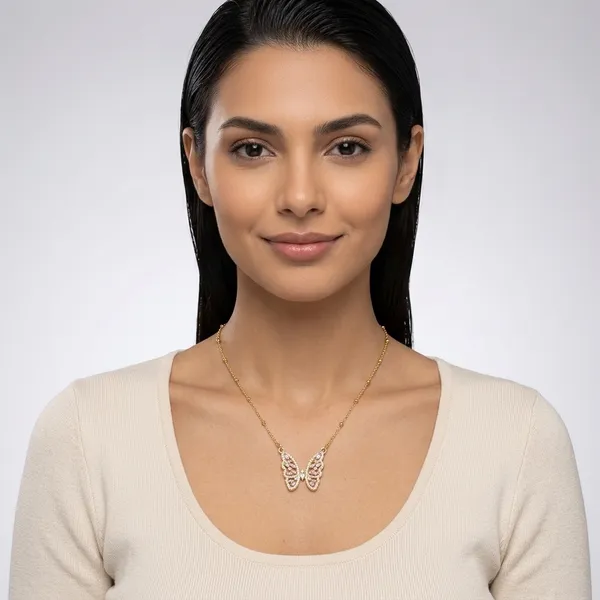 Gold_Plated_And_Steel_Pendant_Necklace_For_Women