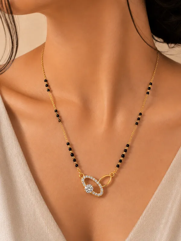 Gold_Finish_CZ_Oval_Infinity_Mangalsutra_Necklace