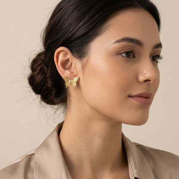 Gold_Plated_And_Steel_Stud_Earrings_For_Women
