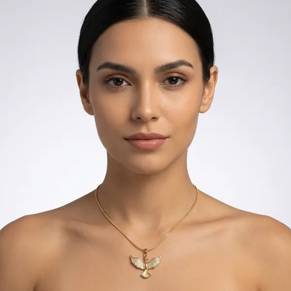 Gold_Plated_And_Steel_Pendant_Necklace_For_Women