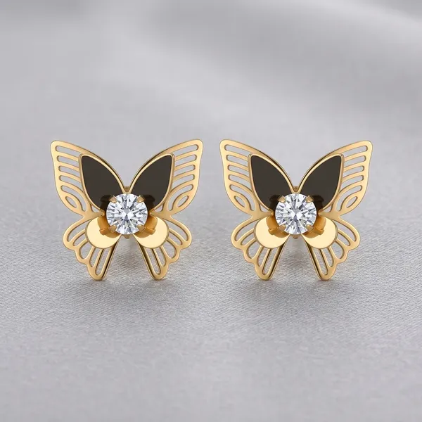 Gold_Plated_And_Steel_Stud_Earrings_For_Women