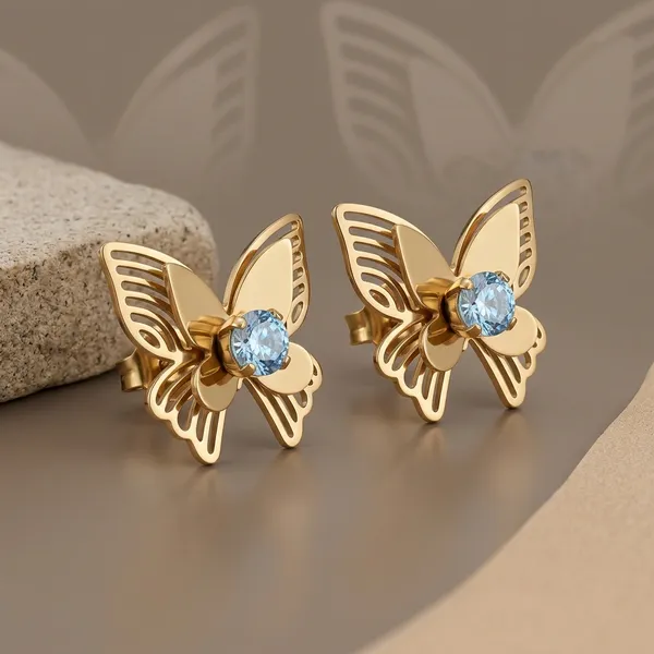 Gold_Plated_And_Steel_Stud_Earrings_For_Women