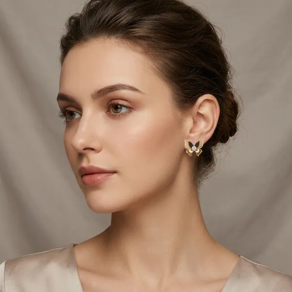 Gold_Plated_And_Steel_Stud_Earrings_For_Women