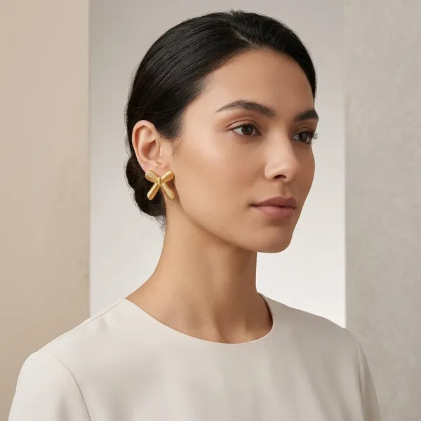 Gold_Plated_And_Steel_Stud_Earrings_For_Women