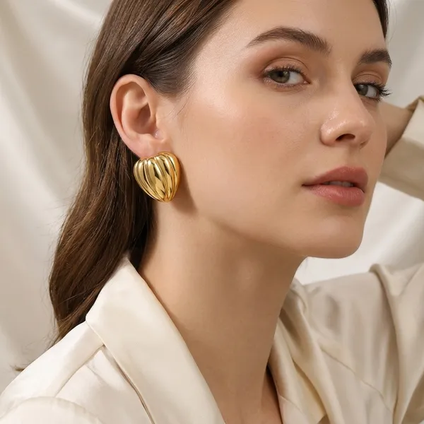 Gold_Plated_And_Steel_Stud_Earrings_For_Women