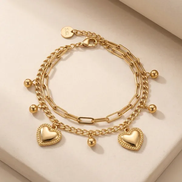 Gold_Plated_And_Steel_Charm_Bracelet_For_Women