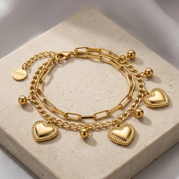 Gold_Plated_And_Steel_Charm_Bracelet_For_Women