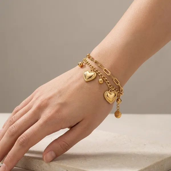 Gold_Plated_And_Steel_Charm_Bracelet_For_Women