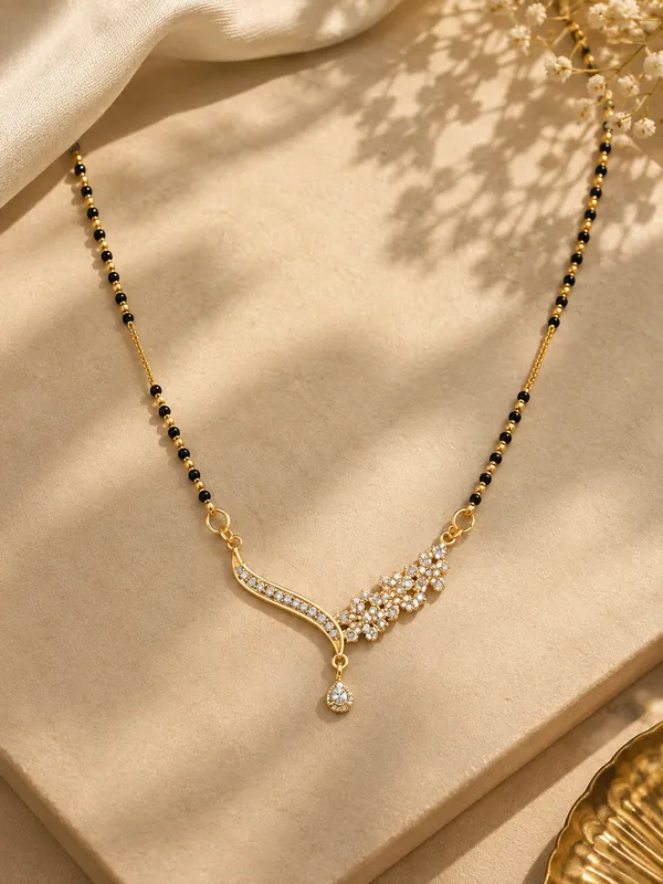 Aakrati_Jewels_Gold-Tone_Floral_V-Shaped_Mangalsutra_Necklace