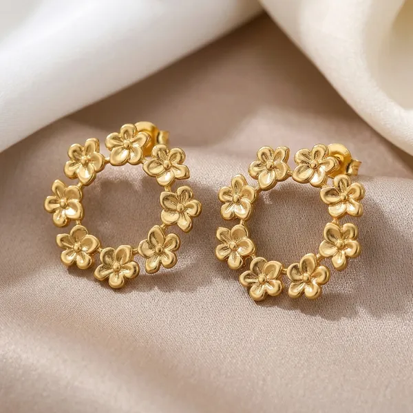 Gold_Plated_And_Steel_Stud_Earrings_For_Women