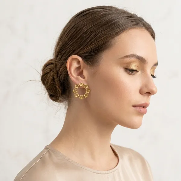 Gold_Plated_And_Steel_Stud_Earrings_For_Women
