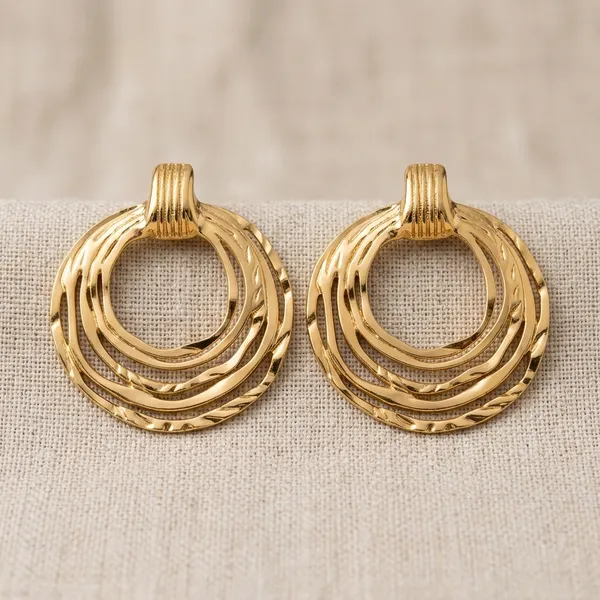 Gold_Plated_And_Steel_Hoop_Earrings_For_Women