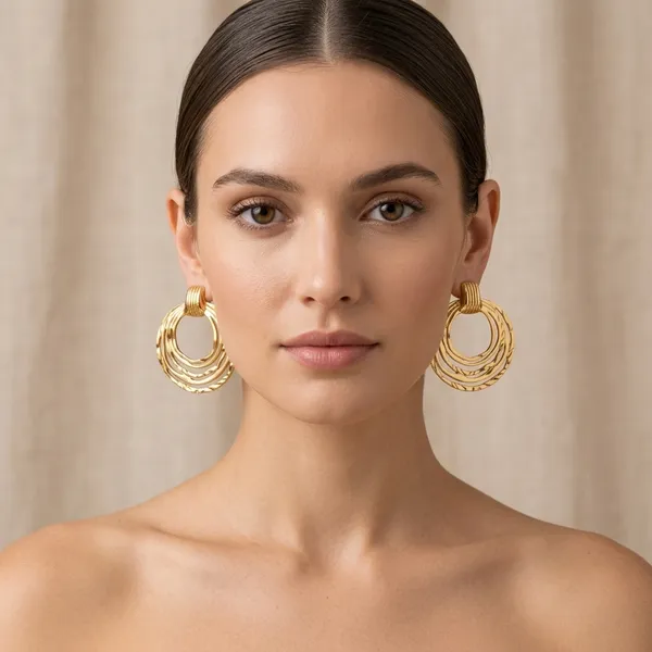 Gold_Plated_And_Steel_Hoop_Earrings_For_Women