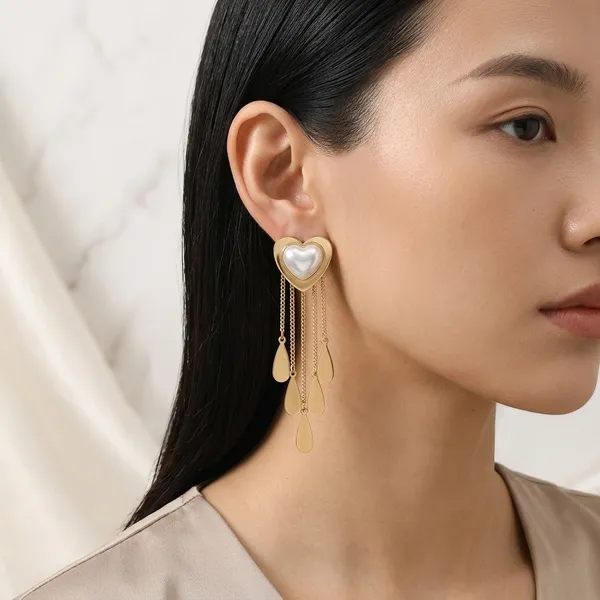 Gold_Plated_And_Steel_Drop_Earrings_For_Women