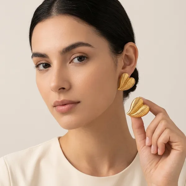 Gold_Plated_And_Steel_Stud_Earrings_For_Women