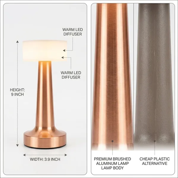 GISMO_Rechargeable_Cordless_LED_Table_Lamp_with_USB-C_Charging_-_2000mAh_Battery,_3_Color_Modes_&_Stepless_Dimming_-_Portable_Metal_Bedside_Lamp_for_Bedroom,_Living_Room,_Office_&_Home_Decor-_Copper