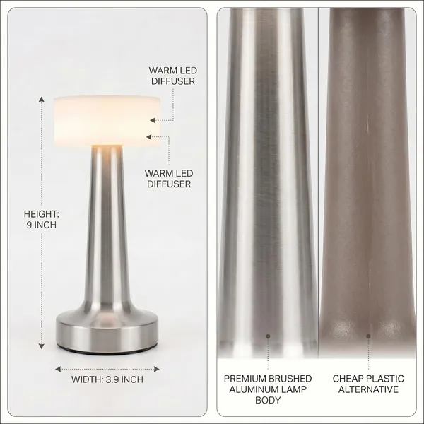 GISMO_Modern_Decorative_Table_Lamp_-_Cordless_Rechargeable_LED_Lamp_with_Touch_Control_&_Stepless_Dimming_-_2000mAh_Portable_Metal_Bedside_Lamp_for_Living_Room,_Bedroom_&_Gifting_-_Silver