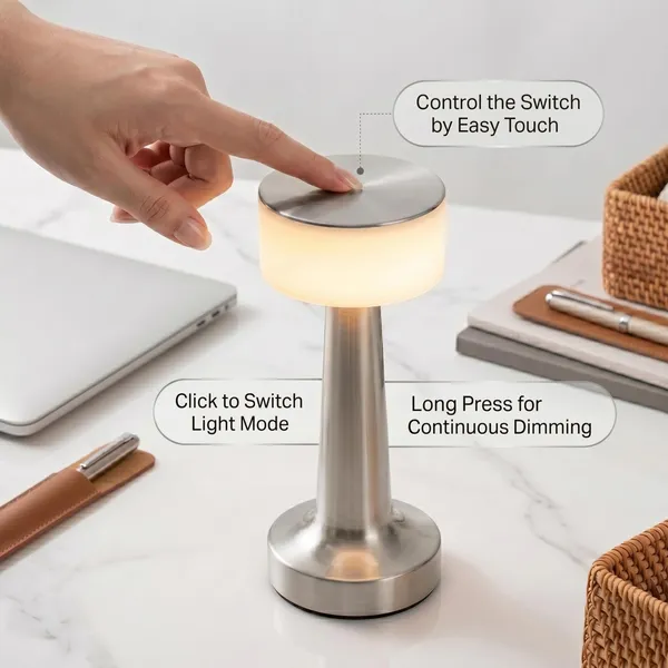 GISMO_Modern_Decorative_Table_Lamp_-_Cordless_Rechargeable_LED_Lamp_with_Touch_Control_&_Stepless_Dimming_-_2000mAh_Portable_Metal_Bedside_Lamp_for_Living_Room,_Bedroom_&_Gifting_-_Silver