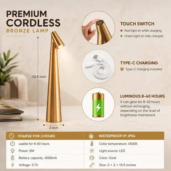 GISMO_Modern_Metal_Cordless_Table_Lamp__Slim_Minimalist_LED_Desk_Light_with_3-Color_Touch_Dimming,_Rechargeable_Battery_Powered_Night_Light_for_Dining_Table,_Restaurant_&_Bedroom_Decor-_Gold