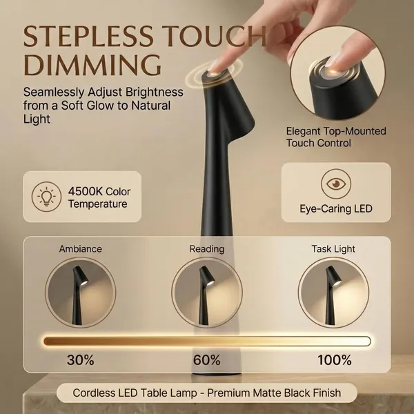 GISMO_Rechargeable_Cordless_Table_Lamp,_Portable_LED_Desk_Lamp_with_Touch_Control,_3_Color_Modes_&_Stepless_Dimming,_Long_Battery_Life,_Aluminium_Bedside_Lamp_for_Bedroom,_Office,_Dining_Table_Black