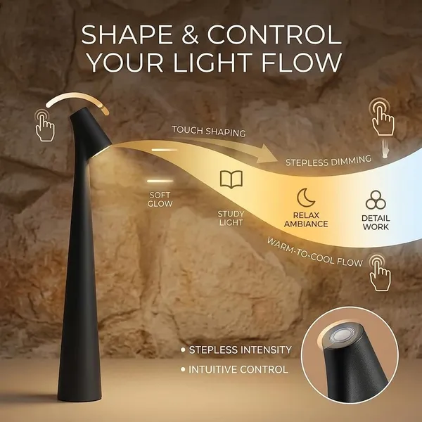 GISMO_Rechargeable_Cordless_Table_Lamp,_Portable_LED_Desk_Lamp_with_Touch_Control,_3_Color_Modes_&_Stepless_Dimming,_Long_Battery_Life,_Aluminium_Bedside_Lamp_for_Bedroom,_Office,_Dining_Table_Black