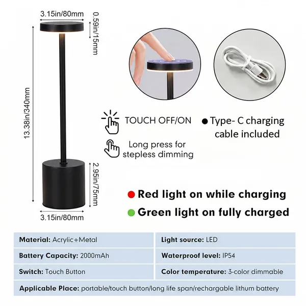 GISMO_Portable_LED_Table_Lamp-_Cordless_Aluminum_Alloy_Desk_Lamp,_360°_Lighting_Rechargeable_Night_Light_with_3-Level_Brightness,_2000mAh_Battery_Powered_Bedside_Lamp_for_Restaurants_Camping_-Black