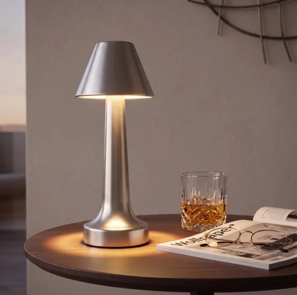 GISMO_Cordless_Table_lamp_-_Elegant_Rechargeable_led_Bedside_lamp,_3_dimming_Modes_with_Adjustable_Brightness._2000mah_Battery_Powered_Metal_Night_Light_for_Home_Decor,_Bedroom_and_Gifting-_Silver