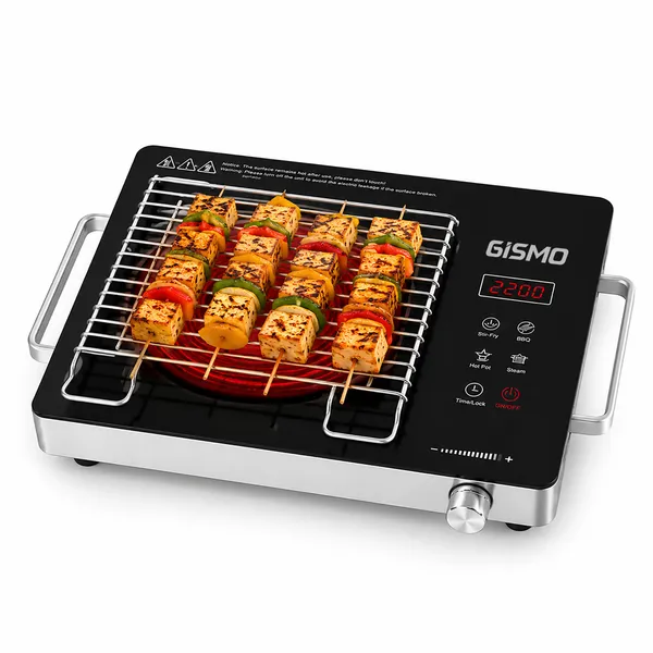 GISMO_2200W_Infrared_Cooktop_with_Touch_&_Knob_Control_|_Crystal_Glass_Top_|_7_Cooking_Modes_|_Digital_Display_|_Auto_Shut-Off_|_Compatible_with_All_Cookware_|_Portable_Electric_Cooking_Stove