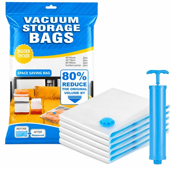 Gismo_Polyamide_Polyethylene_Vacuum_Storage_Bags_(5_Pack)_with_Hand_Pump_|_1L/2M/2S_Airtight_Reusable_Space_Saver_Compression_Bags_for_Clothes,_Blankets,_Bedding_&_Travel_|_Zip_Seal_Luggage_Organizer