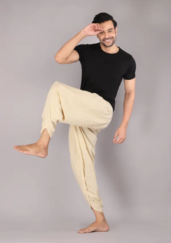 Beige_Cotton_Relaxed_Dhoti_Pants_For_Men