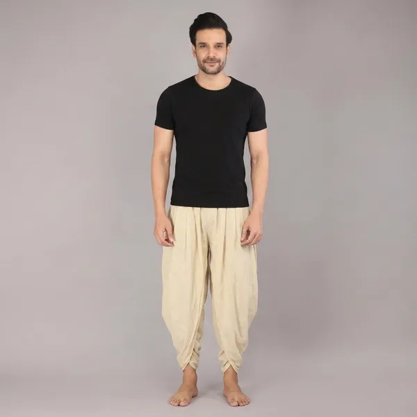 Beige_Cotton_Relaxed_Dhoti_Pants_For_Men