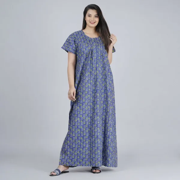 Blue_Cotton_Printed_Nighty_For_Women