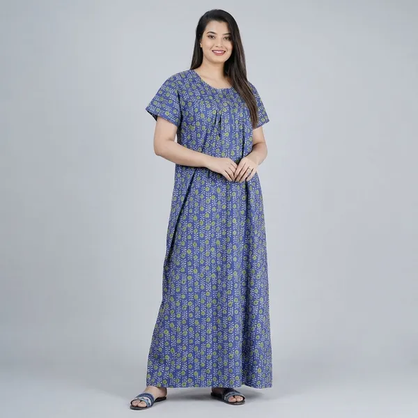 Blue_Cotton_Printed_Nighty_For_Women