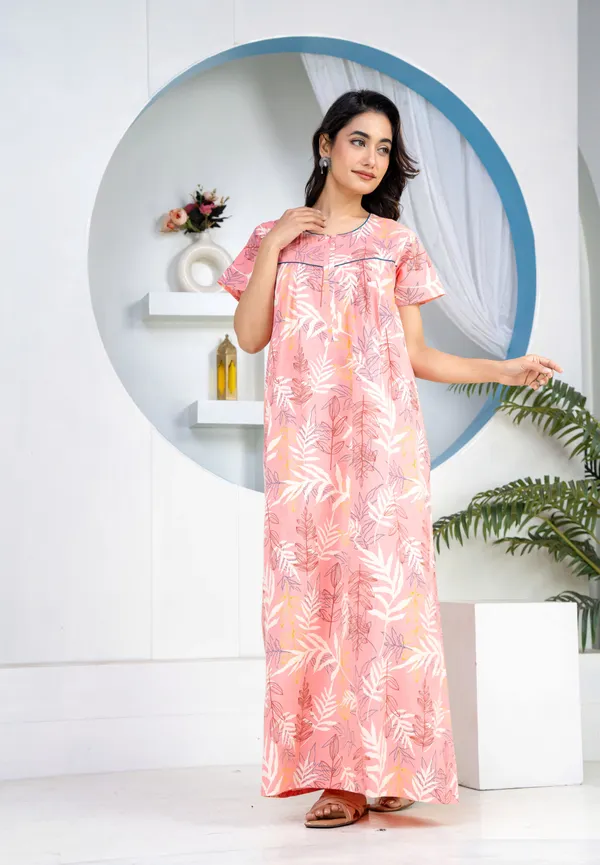 Pink_Cotton_Floral_Print_Nighty_For_Women