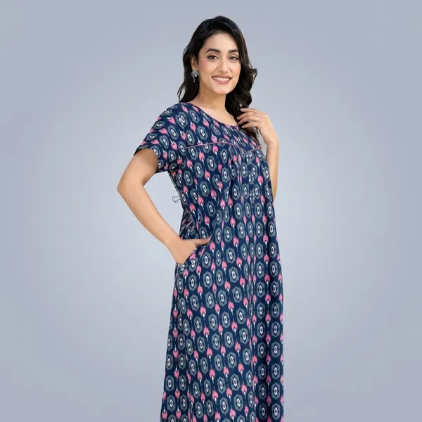 Blue_Cotton_Printed_Nighty_For_Women