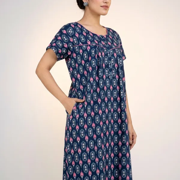 Blue_Cotton_Printed_Nighty_For_Women