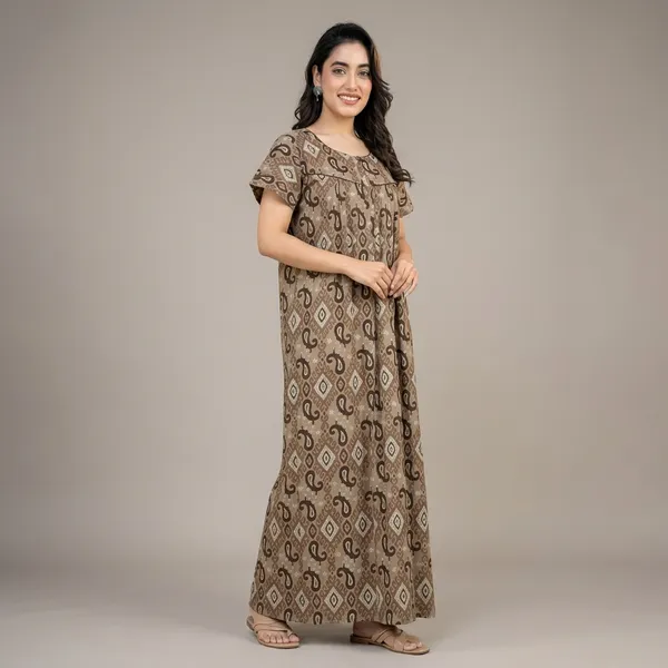 Brown_Cotton_Paisley_Print_Nighty_For_Women