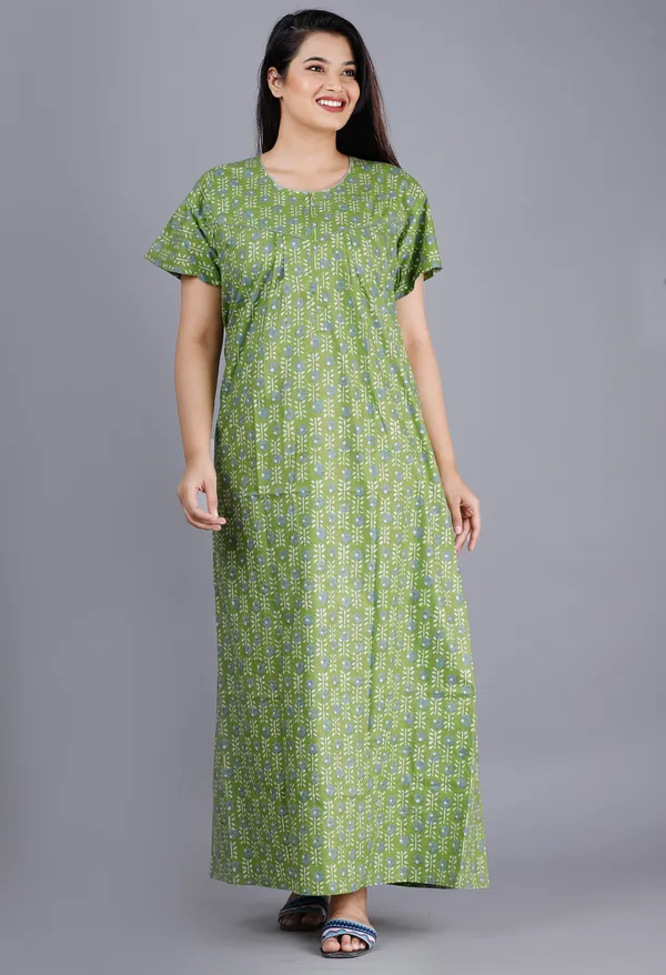 Green_Cotton_Floral_Print_Nighty_For_Women