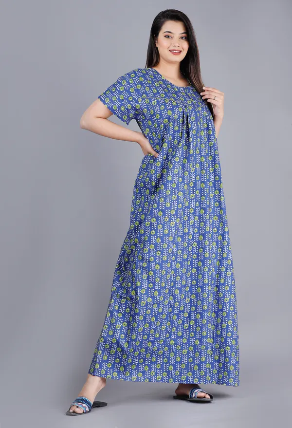 Blue_Cotton_Printed_Nighty_For_Women