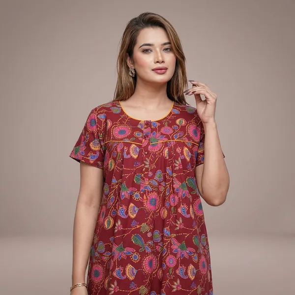 Maroon_Cotton_Floral_Print_Nighty_For_Women