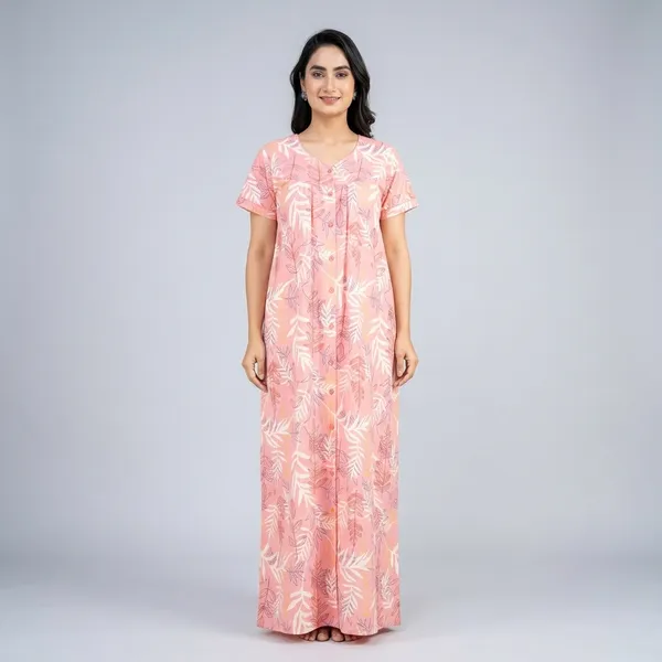 Pink_Cotton_Floral_Print_Nighty_For_Women