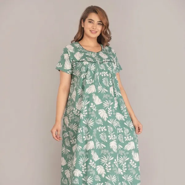 Green_Cotton_Floral_Print_Nighty_For_Women