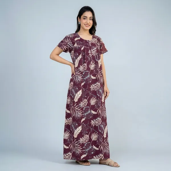 Purple_Cotton_Tropical_Print_Nighty_For_Women