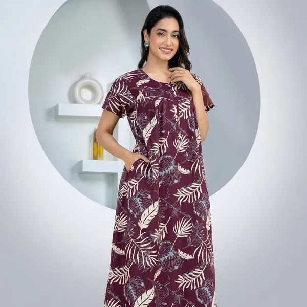 Purple_Cotton_Tropical_Print_Nighty_For_Women
